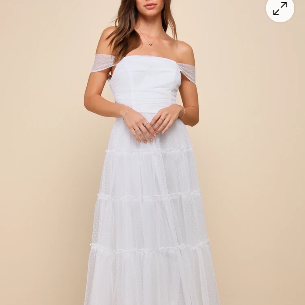 Lulu's White Off-Shoulder Gown for Brides